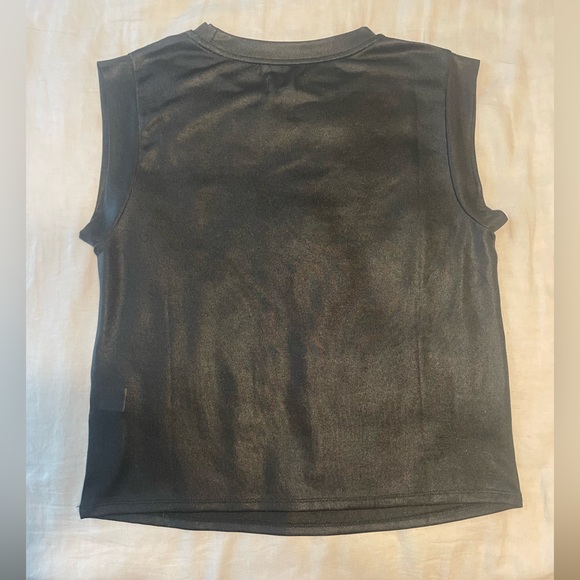 Anthropologie Porridge Black Shine Sheer Boxy Muscle Tee in Black Sz S - Picture 6 of 12